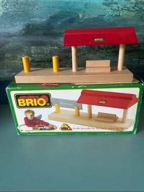 Vintage Brio Wooden Train Station with Original Box 1980,s